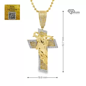 10K Gold 0.50 CTW Diamond Jesus Face Cross Charm