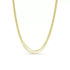 14k Gold Triple Strand Tube Bar Chain Necklace