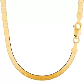 14k Yellow Solid Gold Imperial Herringbone Chain Necklace, 6.0mm