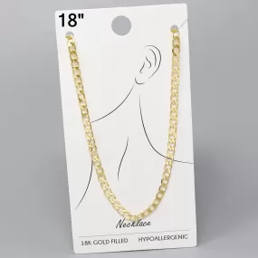 18K Gold Dipped Curb Chain Necklace - 18"