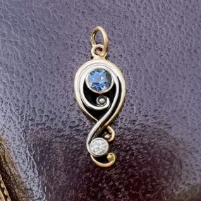 Art Nouveau Sapphire & Diamond Question Mark Pendant