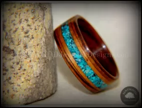 Bentwood Ring - Kingwood, Koa Wood and Chrysocolla Inlay