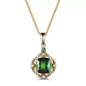 Bohemian Green Rhinestone Pendant Necklace