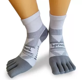 Bprimal Performance Five-Toe Socks - Regular Weight - Mini-Crew - White