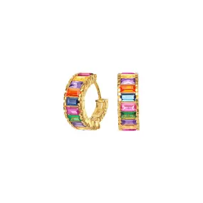 Colorful CZ Diamond French Bagel Huggie Earrings