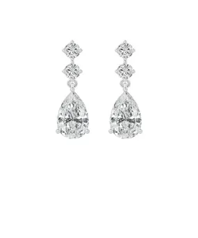 Crystal Zirconia Round & Teardrop Dangle Earrings