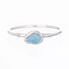 Dainty Raw Aquamarine Ring in Silver