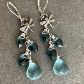 Dragonfly London and Topaz Blue Earrings