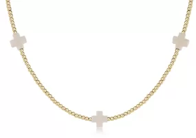 ENewton 15" Choker 2mm Gold Off White Signature Cross Necklace