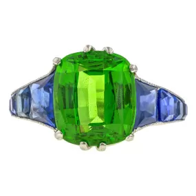 Estate Tsavorite & Sapphire Ring