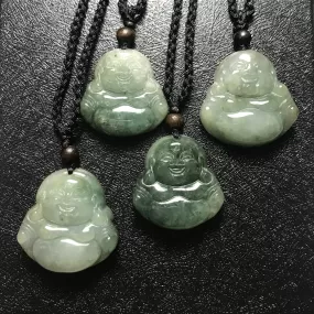 Genuine Jade Pendant Maitreya Happy Buddha Braided Necklace Best Blessing Gift Item for Protection Love