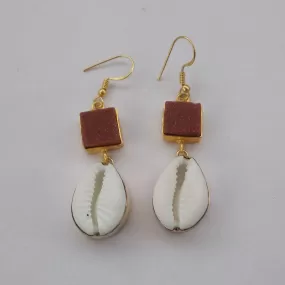 Handmade Cowrie Shell And Sun Sitara Dangle Earrings