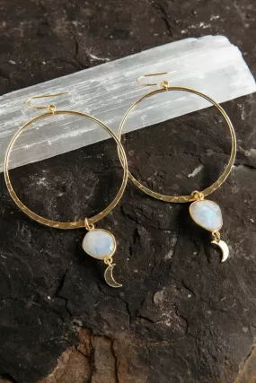 I Am Abundance Moonstone Hoop Earrings