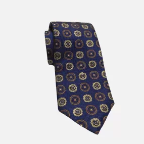 JZ Richards Blue Medallion Silk Tie  - Handmade in the USA