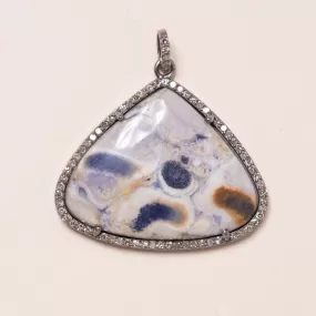 Light Cobalt Jasper and Diamond Pendant