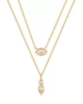 Luv Aj Stellar Bezel Charm Necklace Set in CZ and Polished Gold Plated