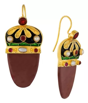 Nicholas I Carnelian, Garnet and Pearl Earrings