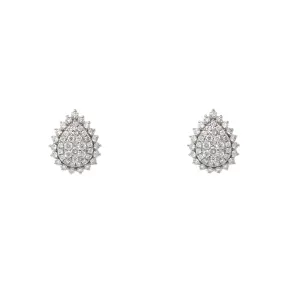 Pear Glacier Diamond Studs in 18K White Gold