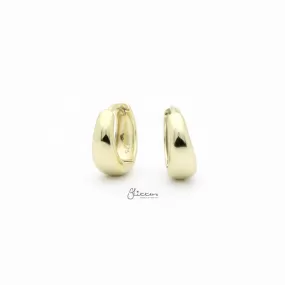 Plain Tapered Huggie Hoop Earrings - Gold