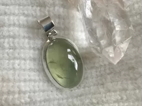 Prehnite with Epidote Ariel Pendant - Medium Oval