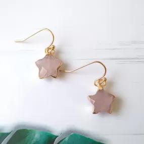 Rose Quartz Star Single Drop Earrings