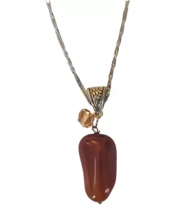 Rust Carnelian Gemstone Pendant Necklace