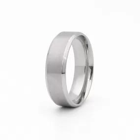 Stainless Steel 8mm Wide Beveled Edge Band Ring