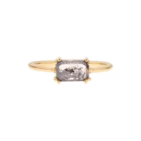 Tura Sugden 18k Salt & Pepper Diamond Solitaire Ring- 1ct