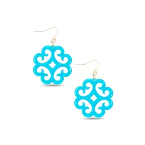 Zenzi Circular Swirl Earrings Aqua Blue